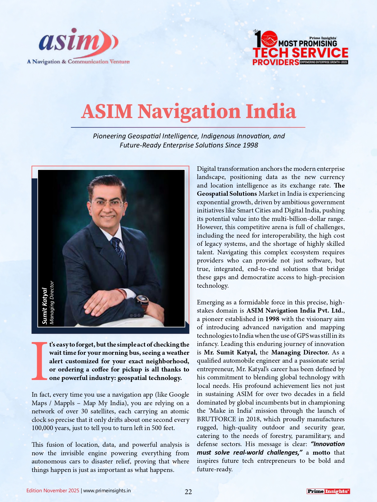 Prime Insight with ASIM Navigation India (P) Ltd.